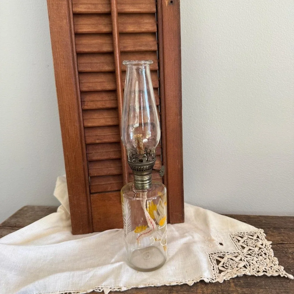 Vintage Lamplight Frog Oil Lamp Welcome To My Pad Glass Hurricane Kitsch Retro